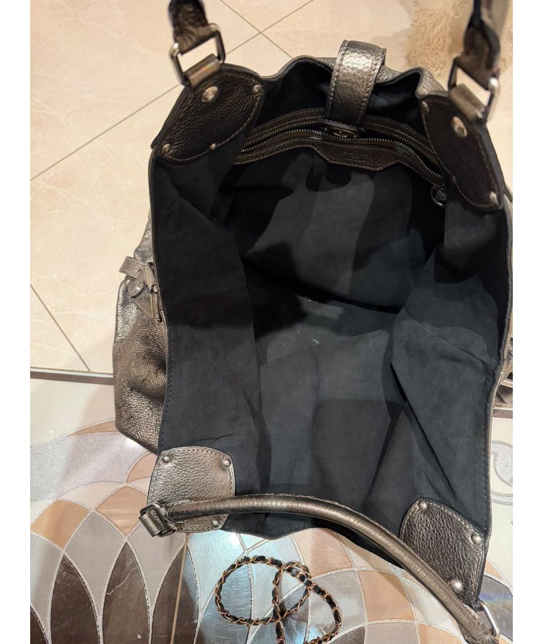 LOUIS VUITTON Антрацитовая кожаная сумка тоут, фото 7