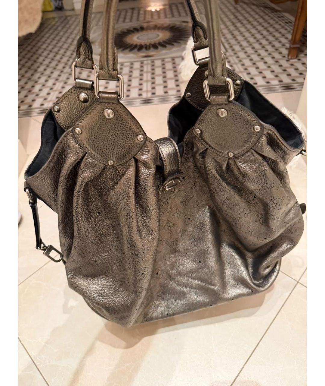 LOUIS VUITTON Антрацитовая кожаная сумка тоут, фото 3