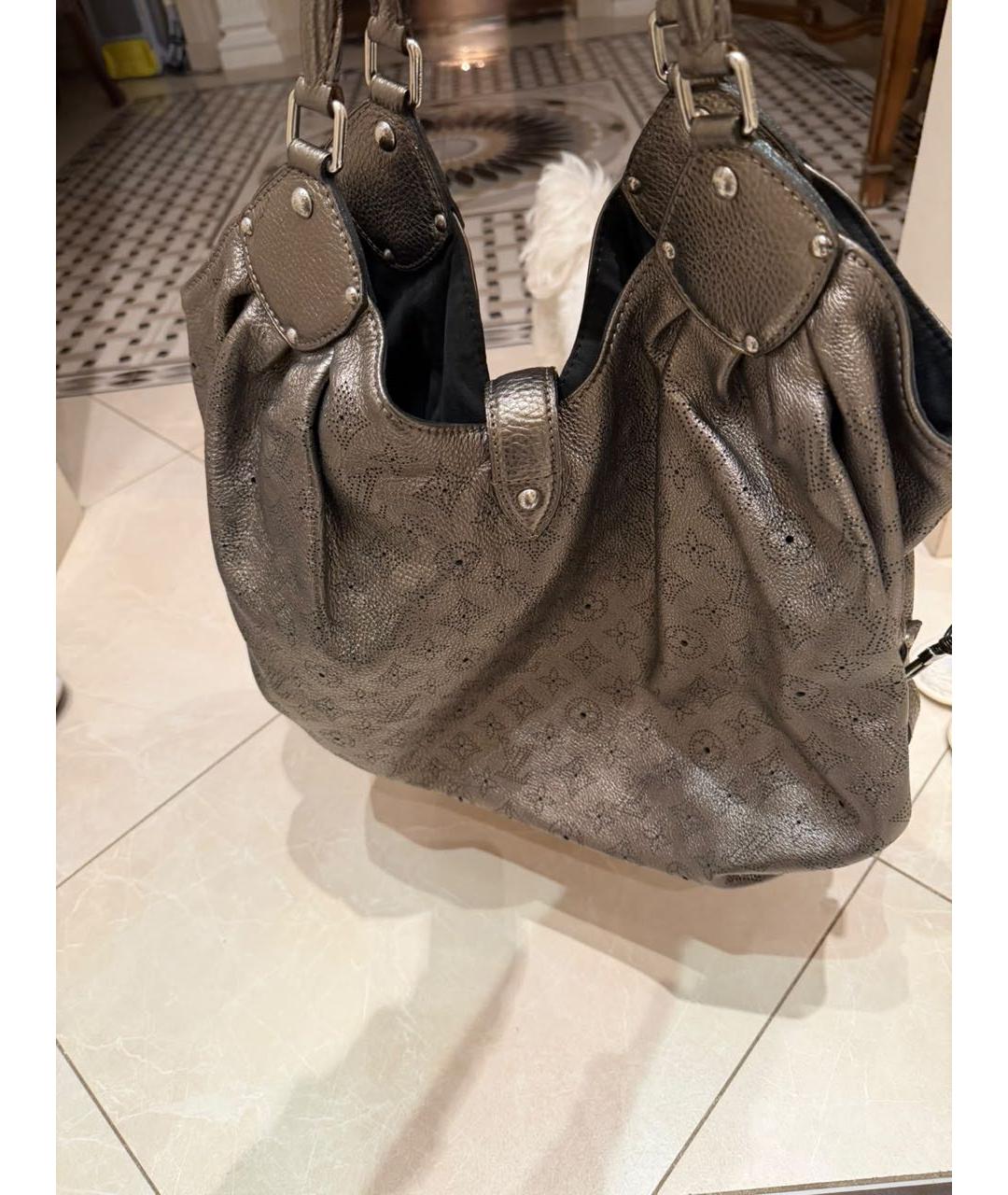 LOUIS VUITTON Антрацитовая кожаная сумка тоут, фото 8