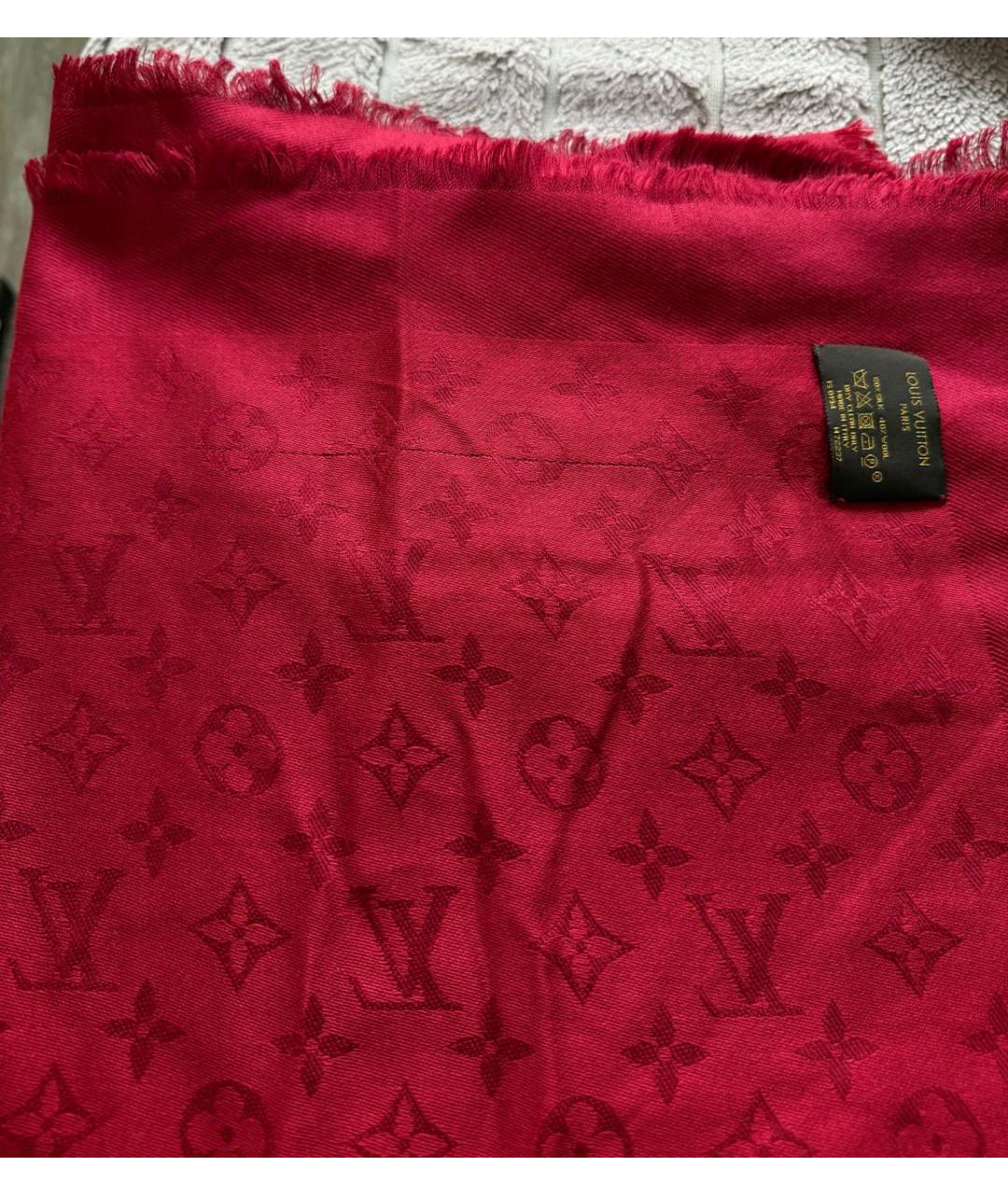 LOUIS VUITTON Красный шелковый платок, фото 2