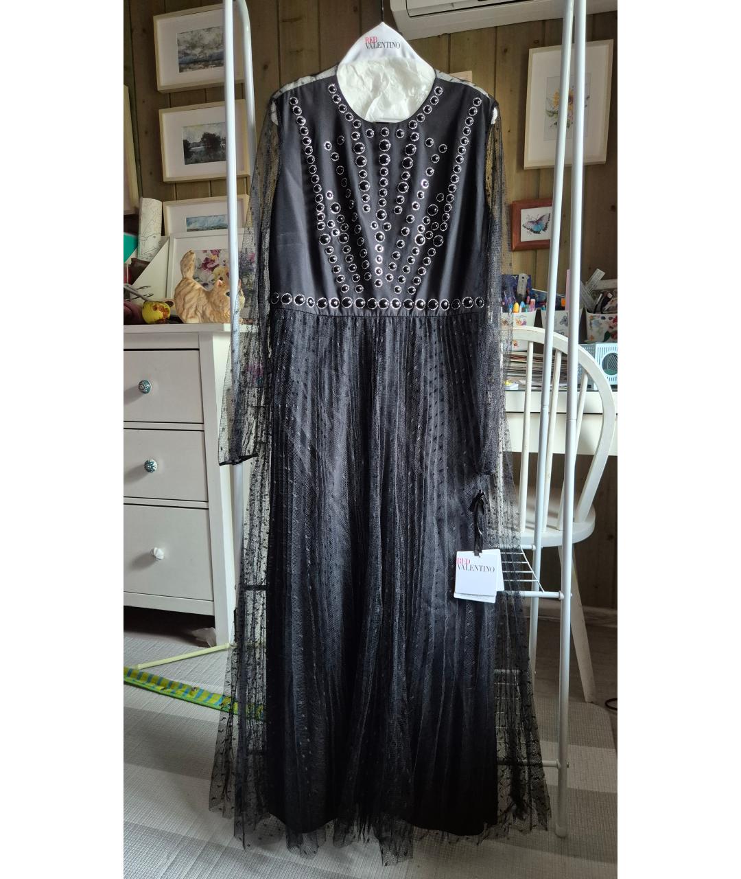 RED VALENTINO Черное полиэстеровое вечернее платье, фото 7