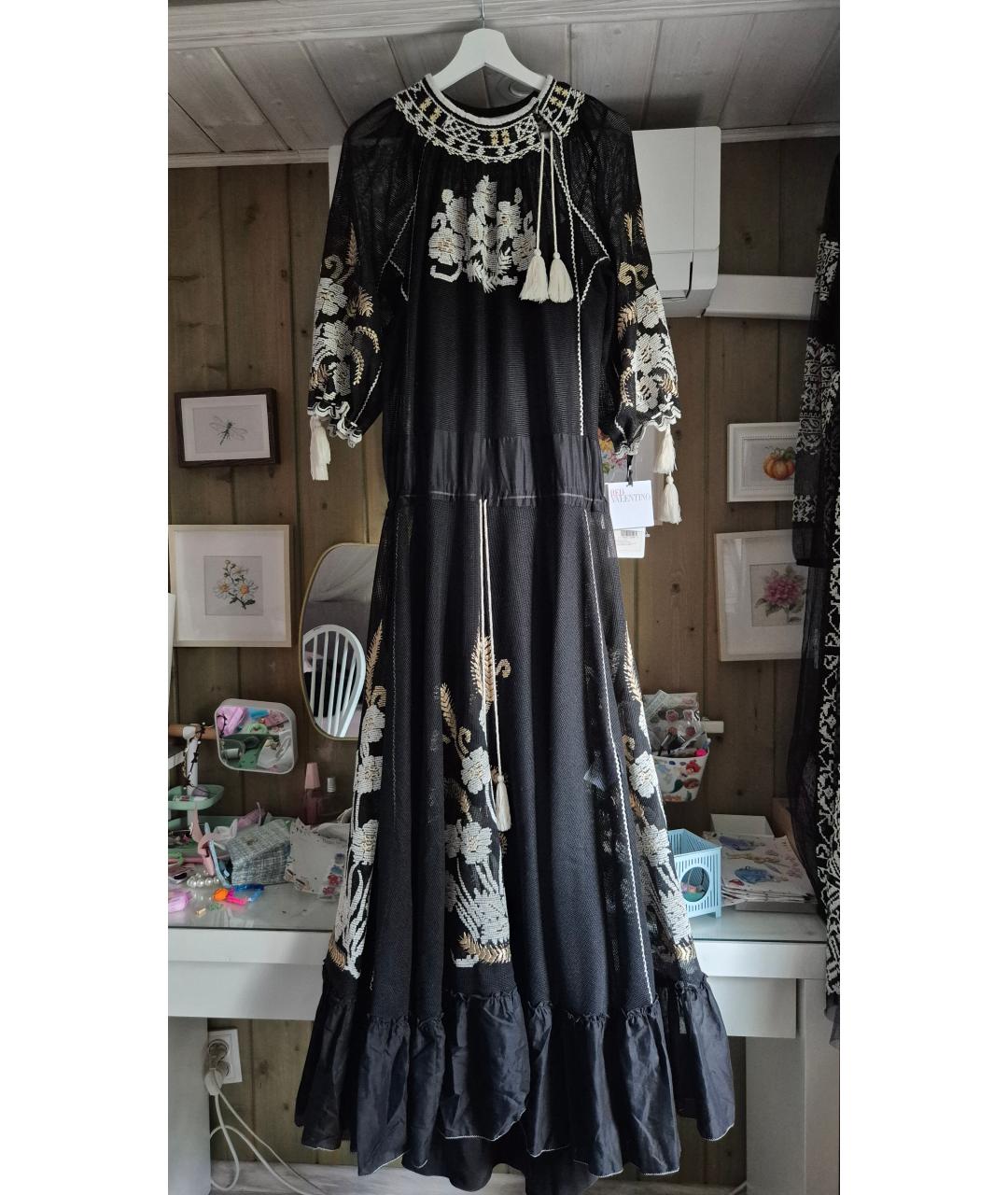 RED VALENTINO Черное полиамидовое вечернее платье, фото 7