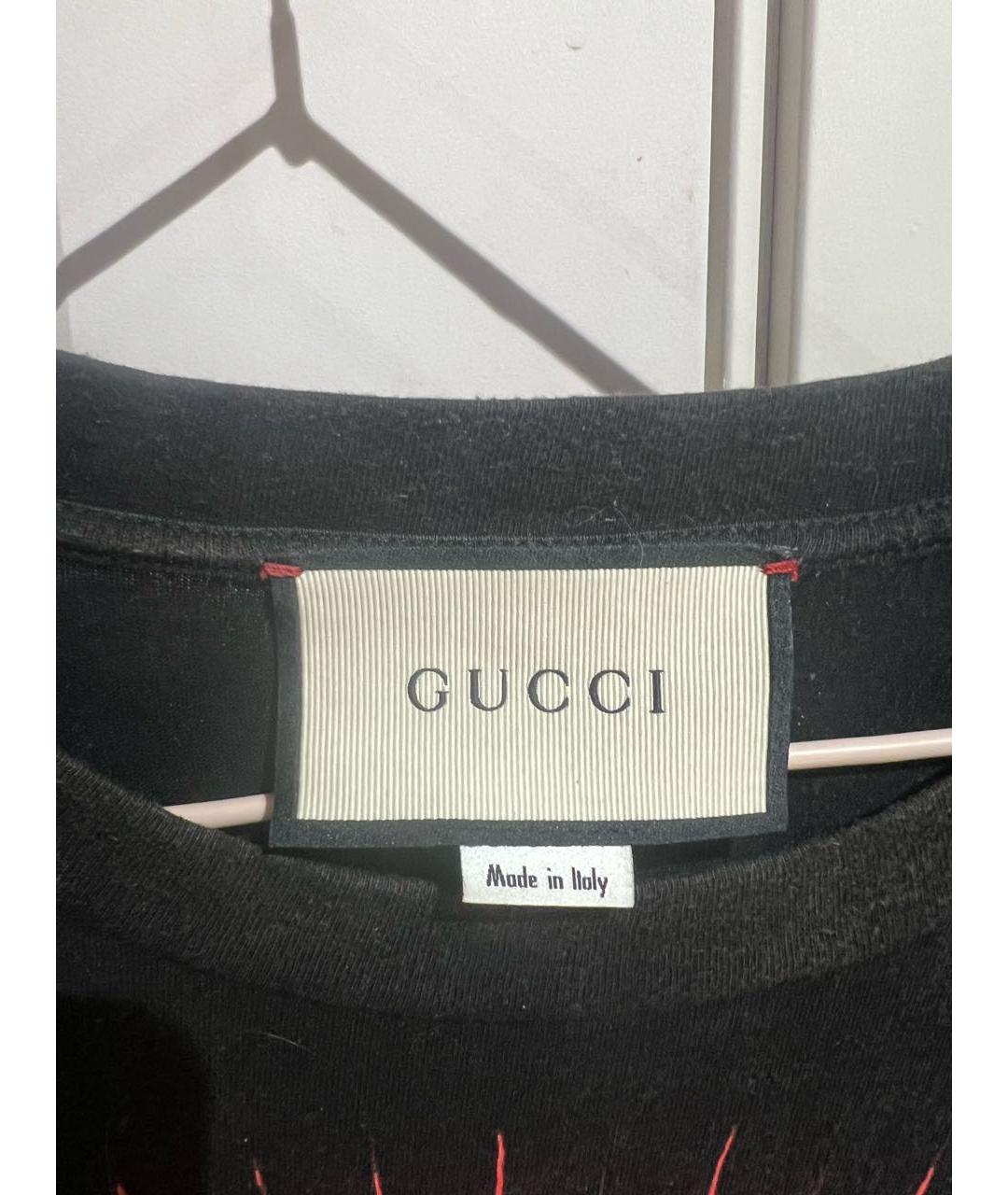 GUCCI Черная хлопко-полиэстеровая футболка, фото 3