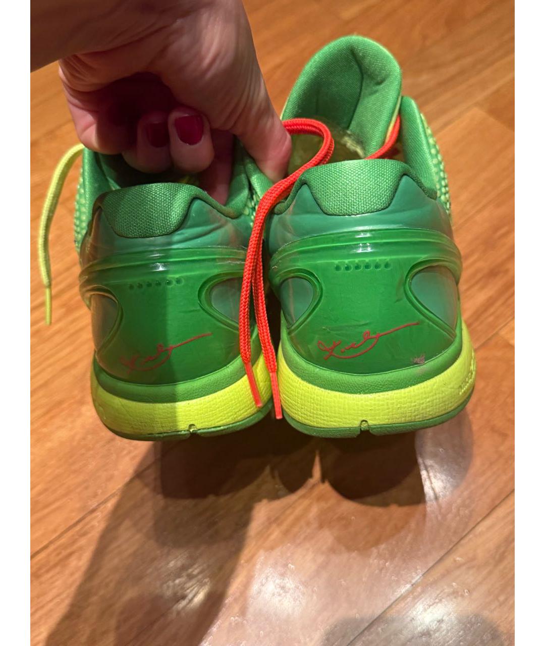 NIKE Зеленые неопреновые низкие кроссовки / кеды, фото 5