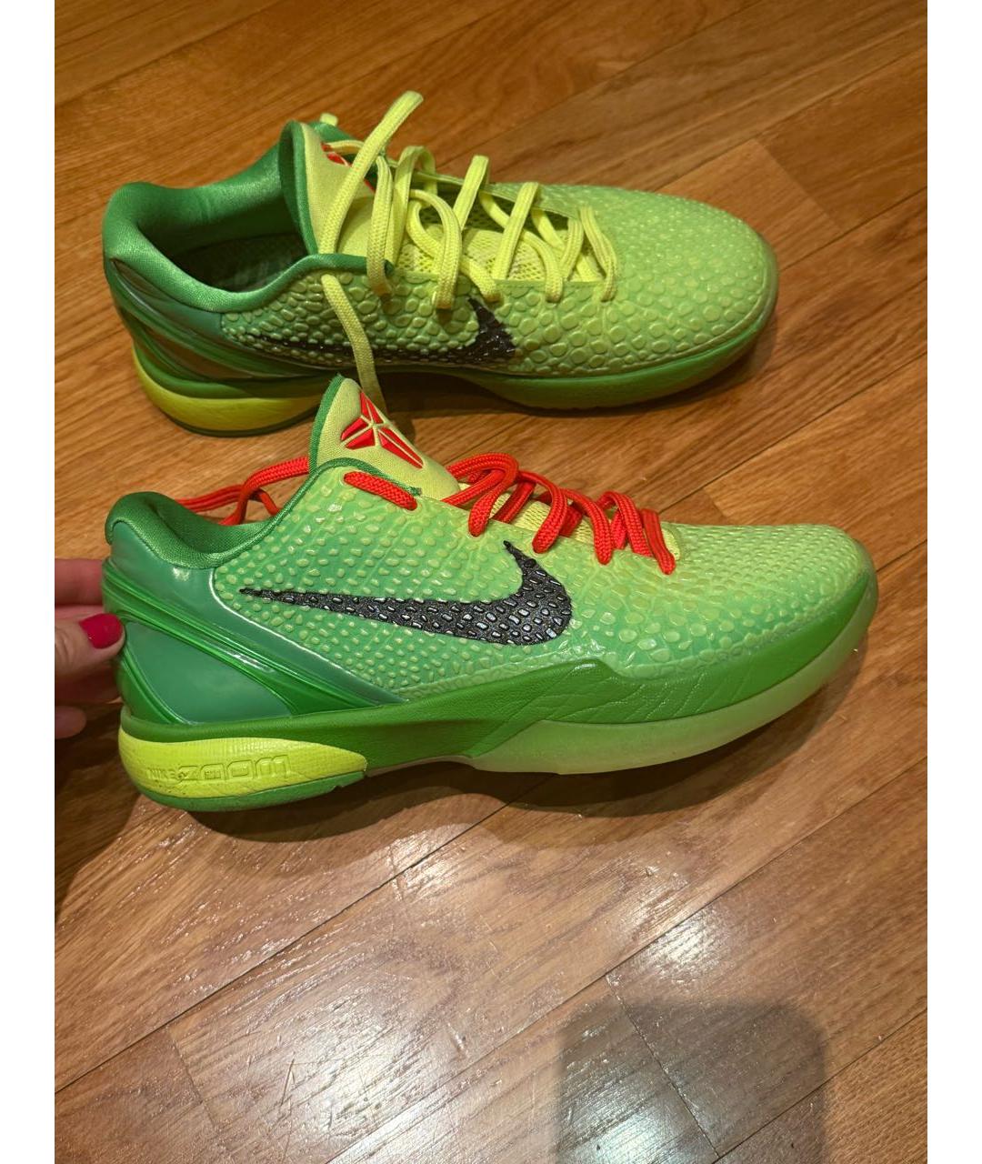 NIKE Зеленые неопреновые низкие кроссовки / кеды, фото 3