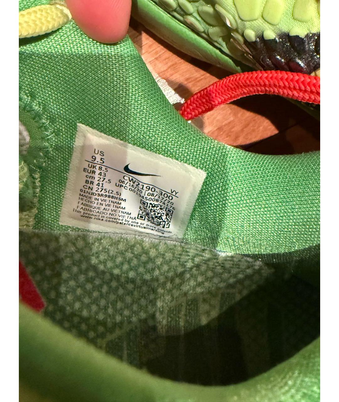 NIKE Зеленые неопреновые низкие кроссовки / кеды, фото 7