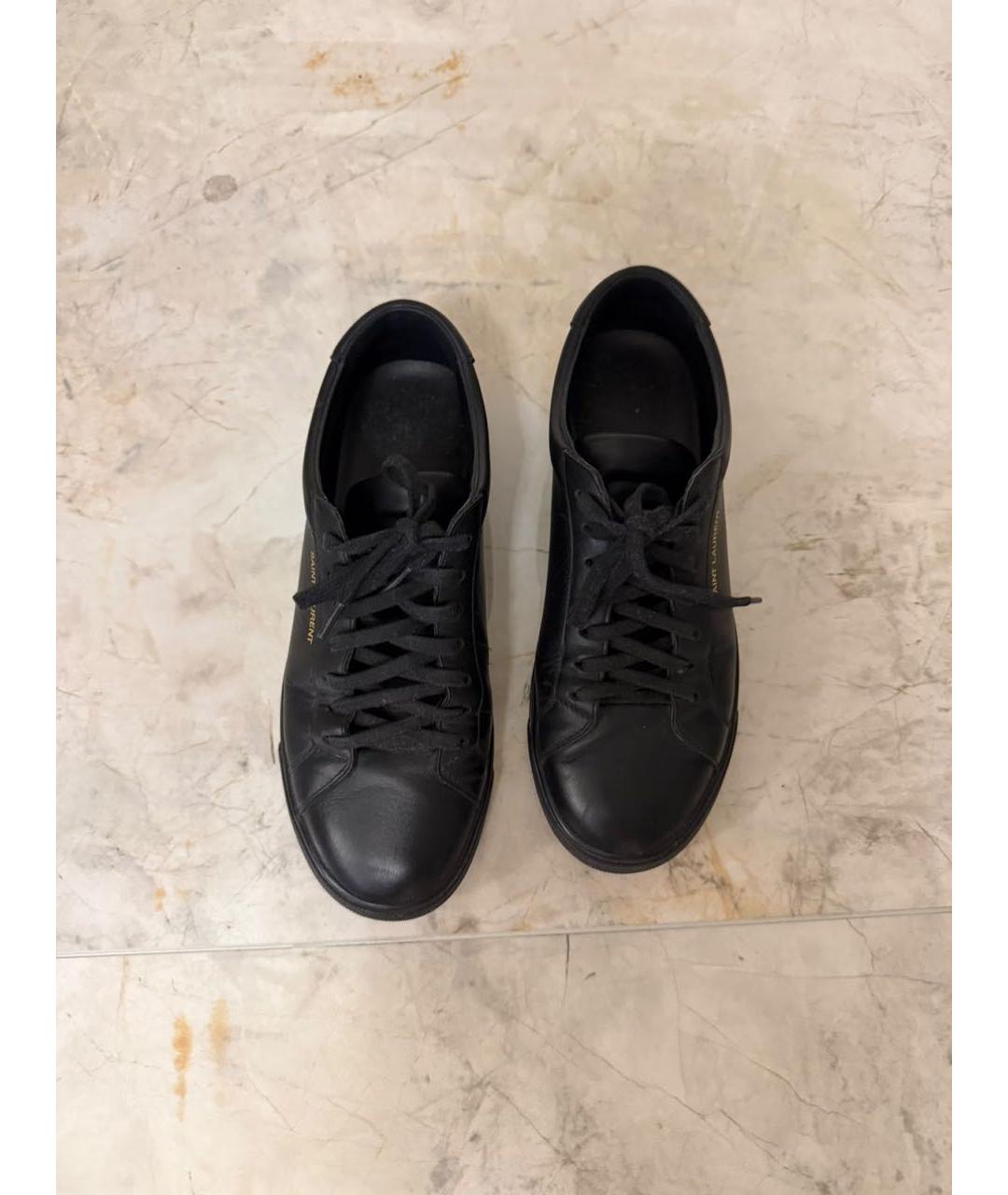 SAINT LAURENT Черные кожаные кеды, фото 2