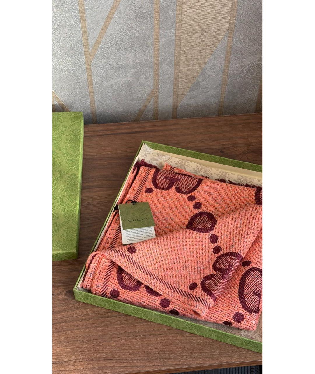 GUCCI Бордовый шелковый шарф, фото 4