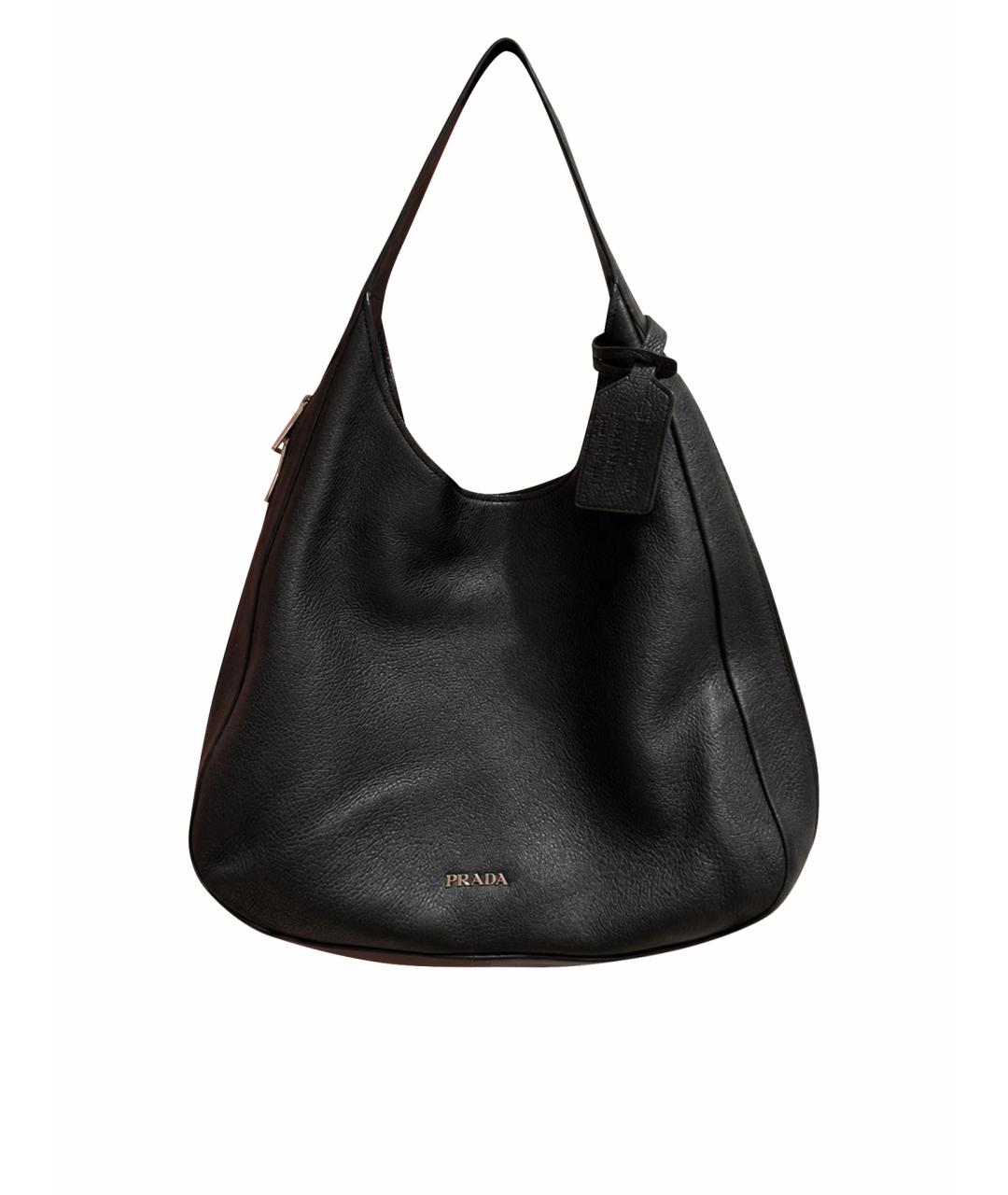 PRADA Черная кожаная сумка тоут, фото 1