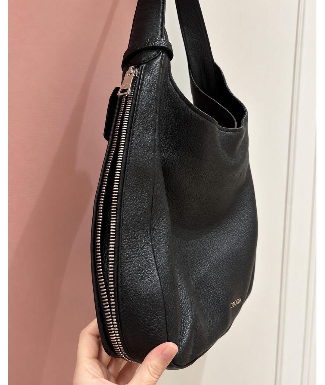 PRADA Черная кожаная сумка тоут, фото 2