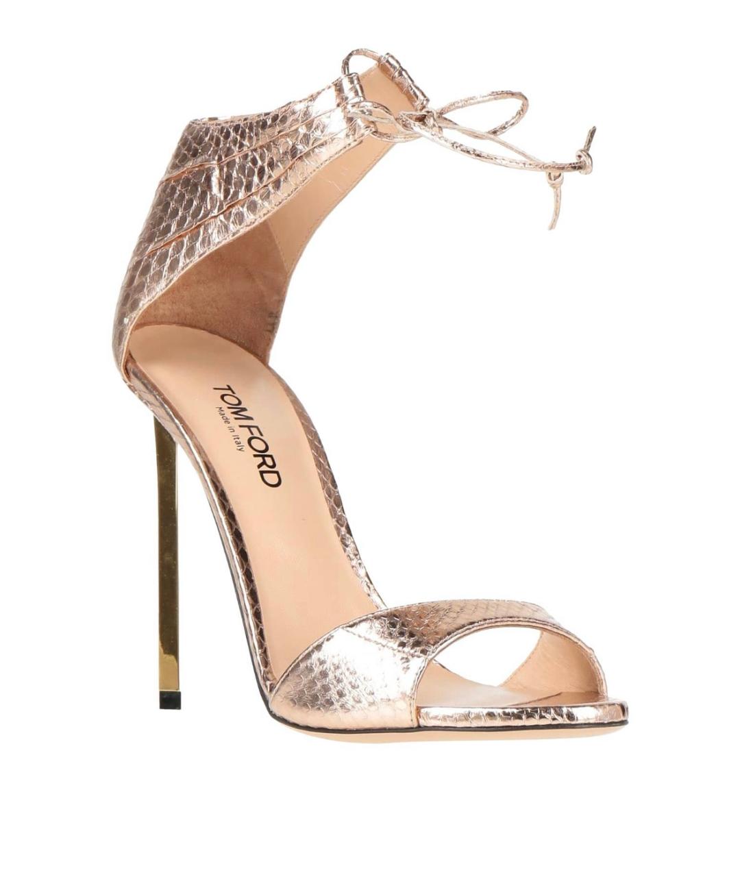 TOM FORD Золотые кожаные босоножки, фото 2
