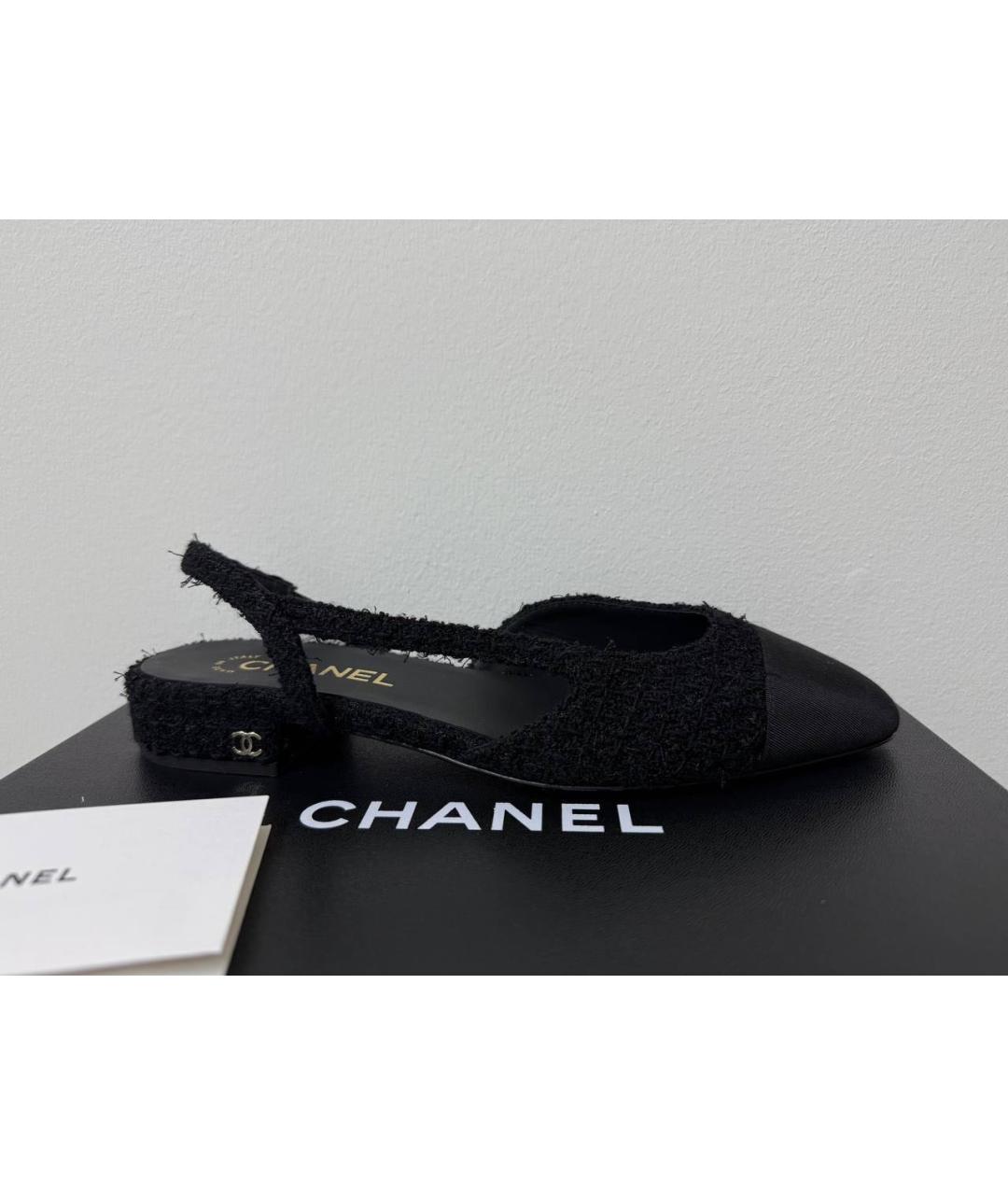 CHANEL Черные текстильные балетки, фото 3