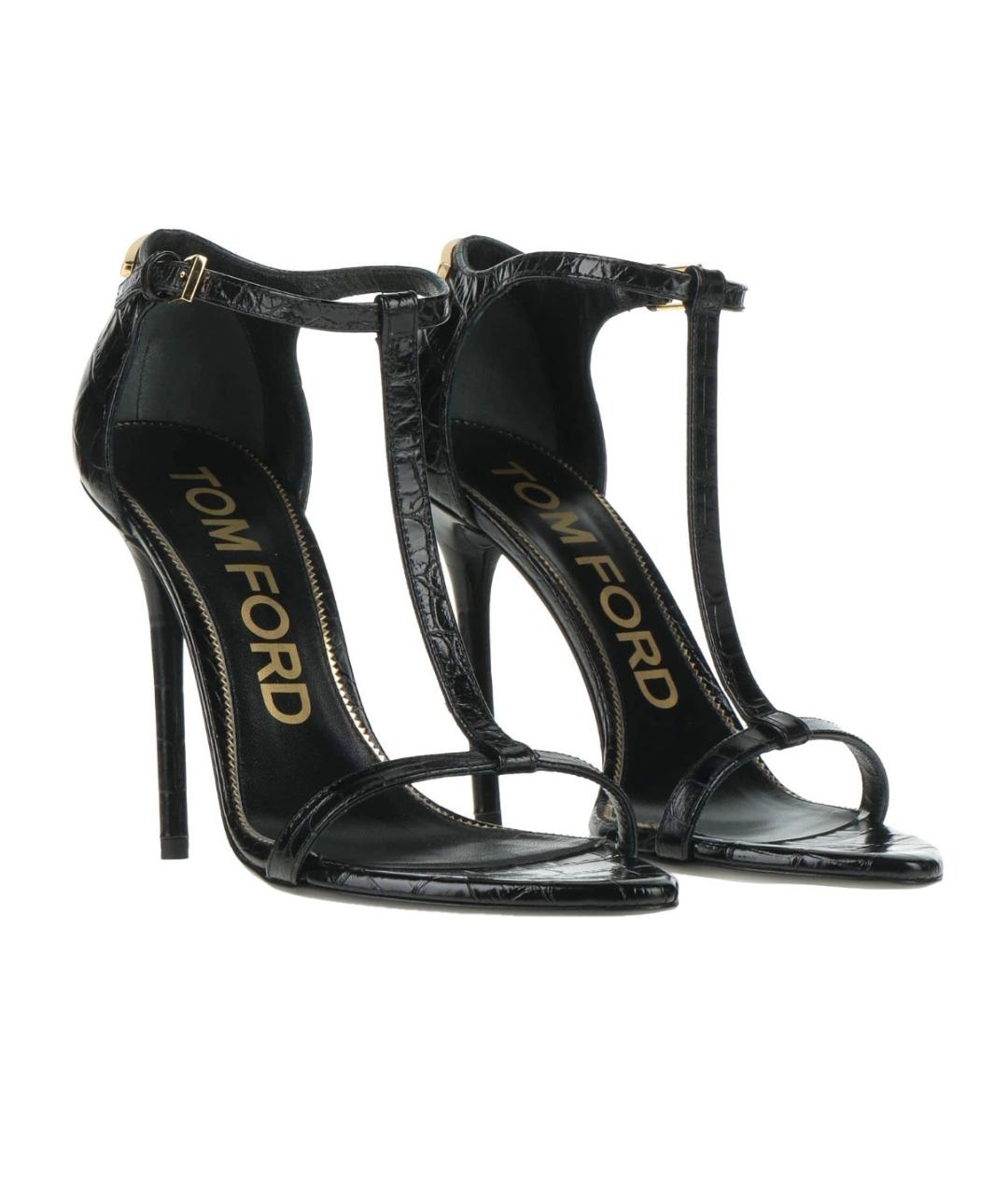 TOM FORD Черные кожаные босоножки, фото 2