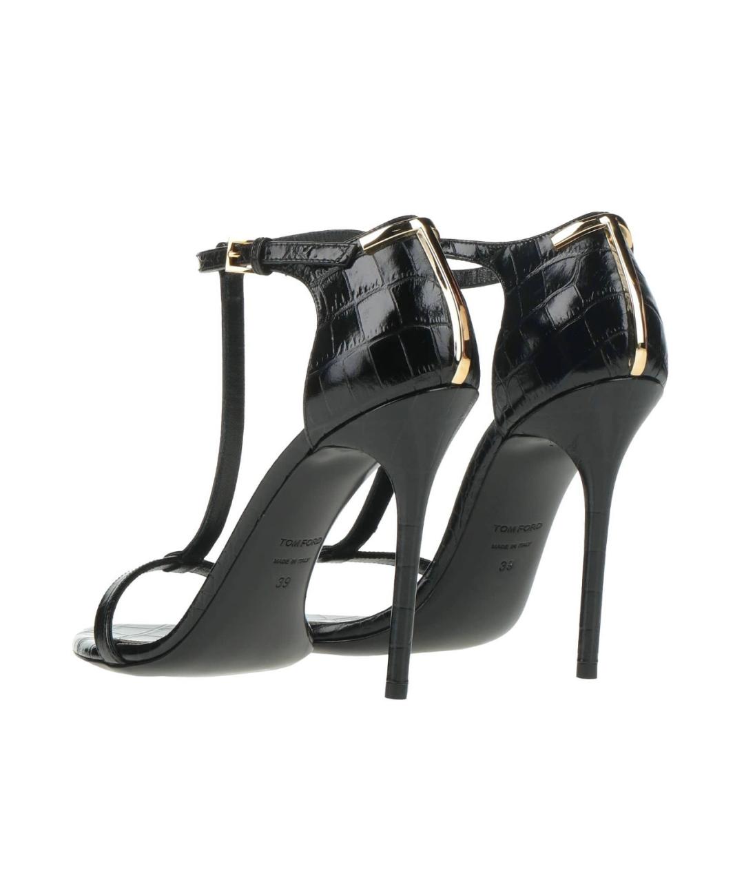 TOM FORD Черные кожаные босоножки, фото 4