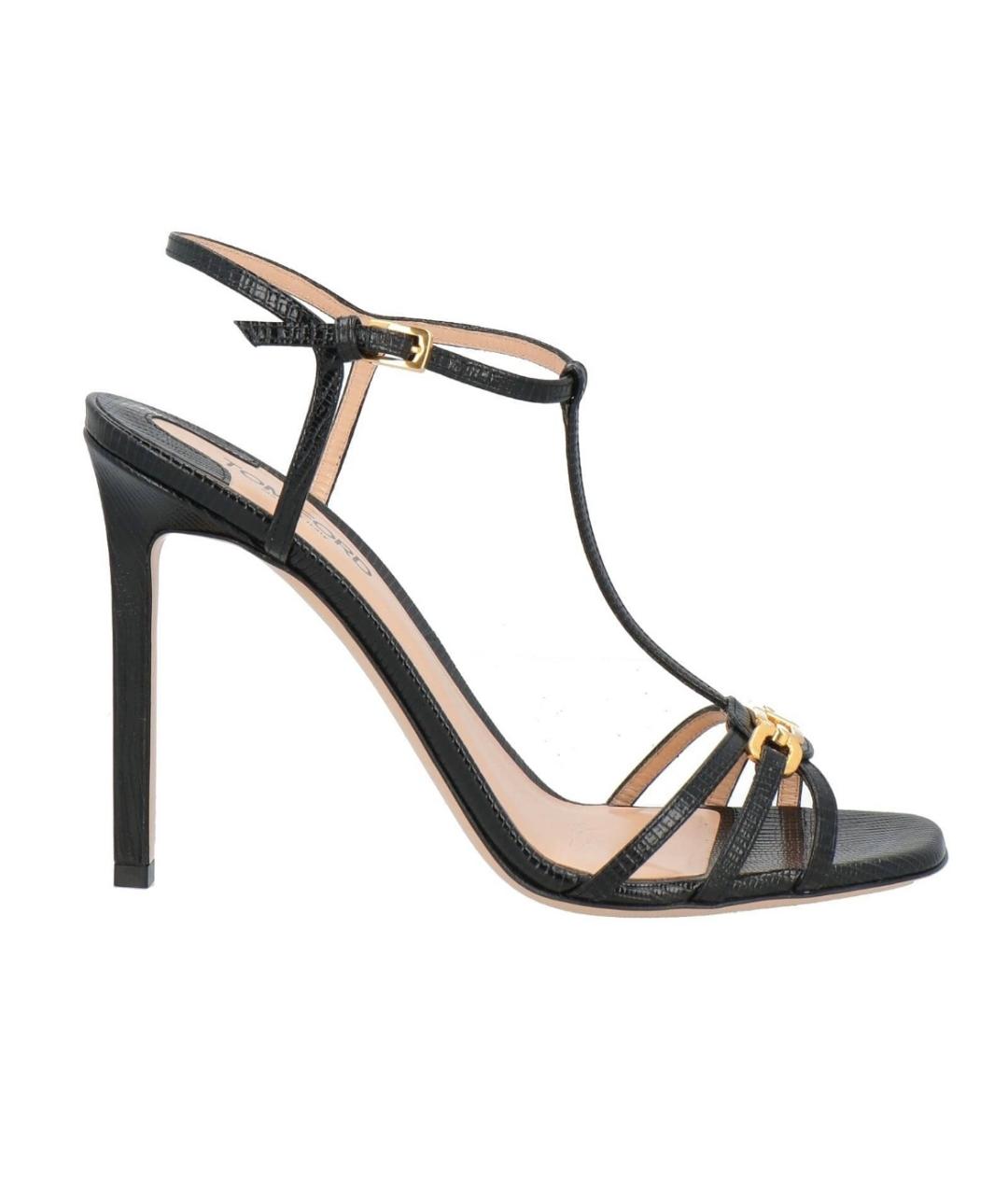 TOM FORD Черные кожаные босоножки, фото 5