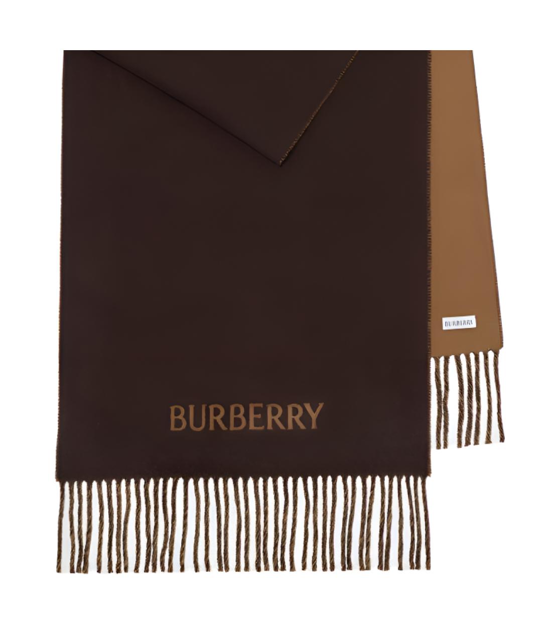 BURBERRY Коричневый кашемировый шарф, фото 2