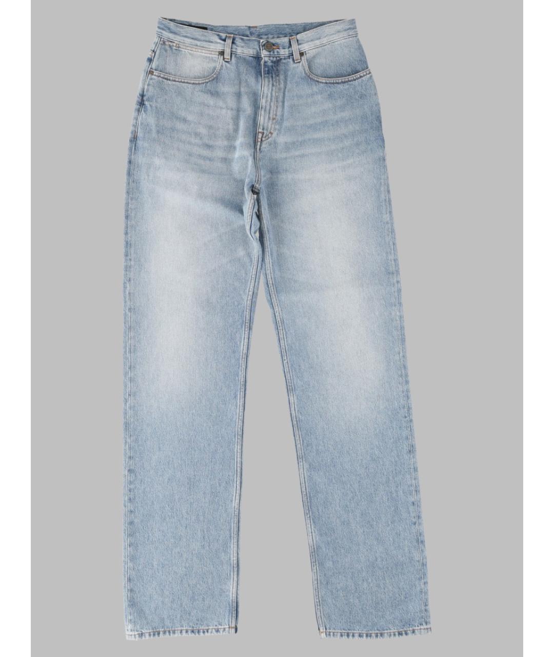 GUCCI Голубые хлопковые прямые джинсы, фото 3