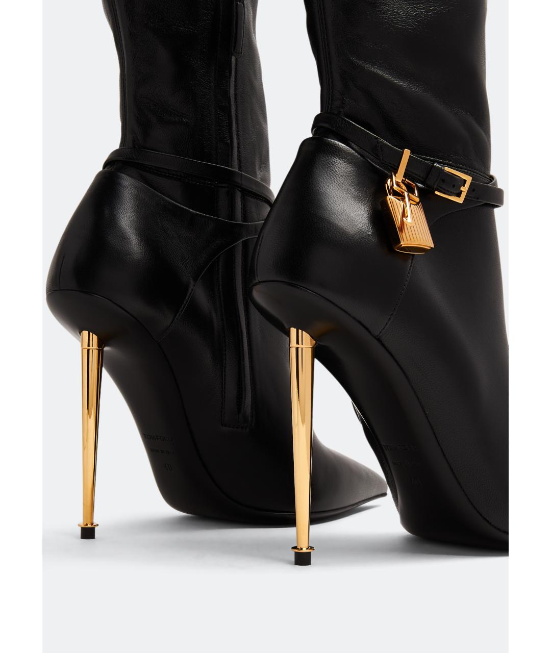 TOM FORD Черные кожаные ботфорты, фото 4