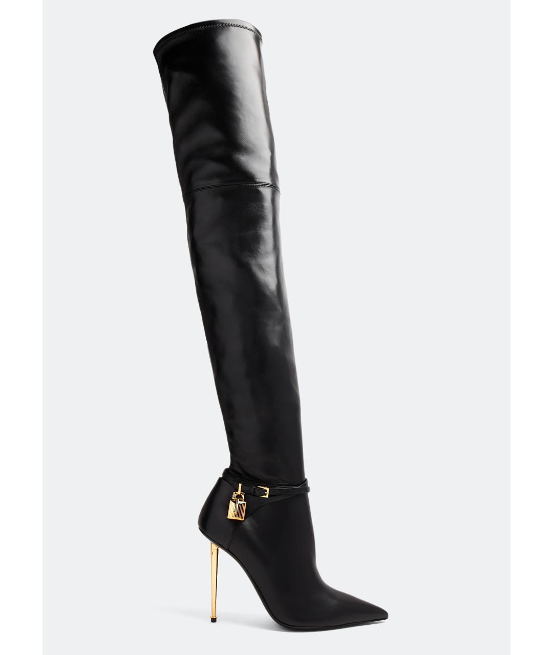 TOM FORD Черные кожаные ботфорты, фото 6