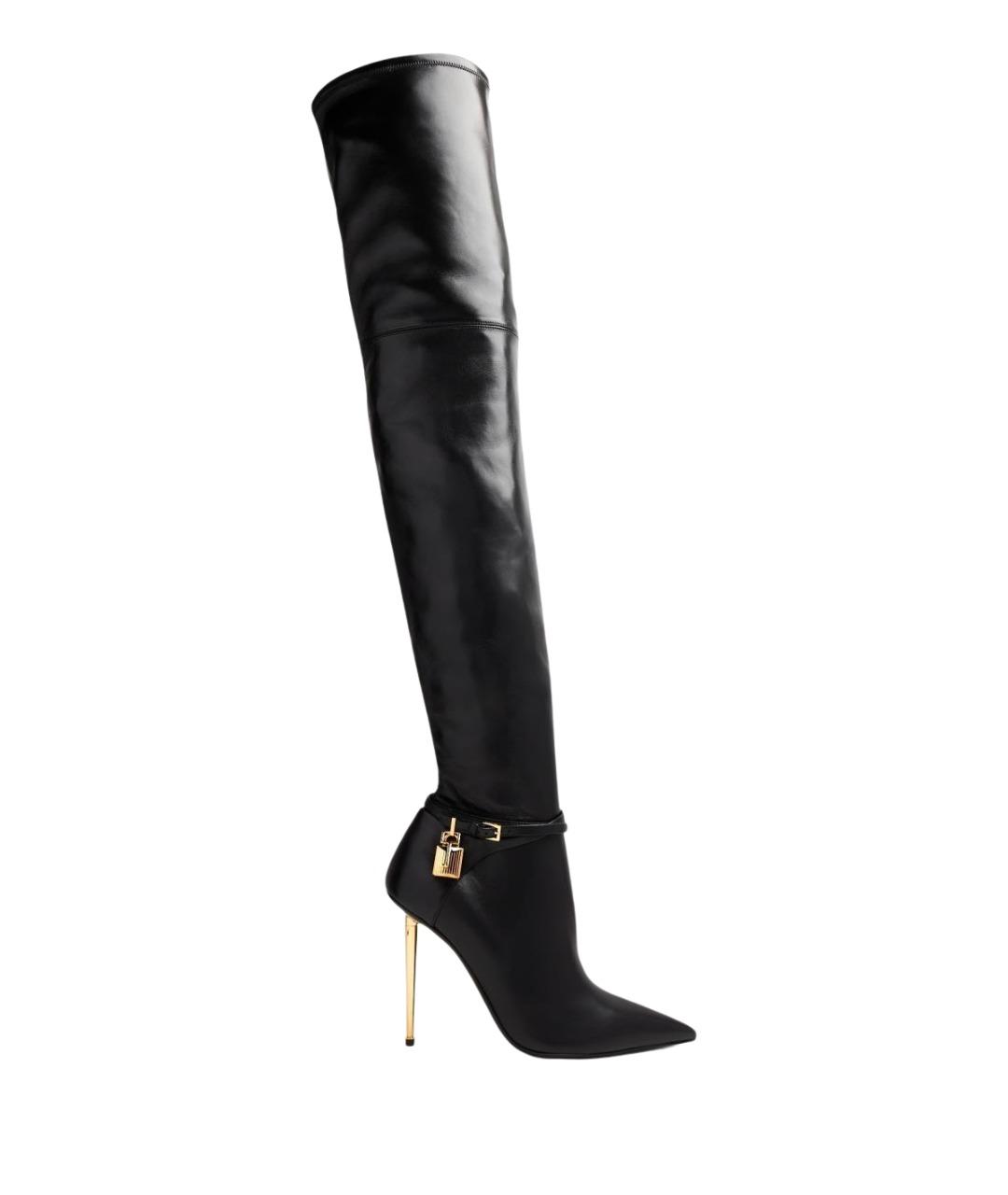 TOM FORD Черные кожаные ботфорты, фото 1