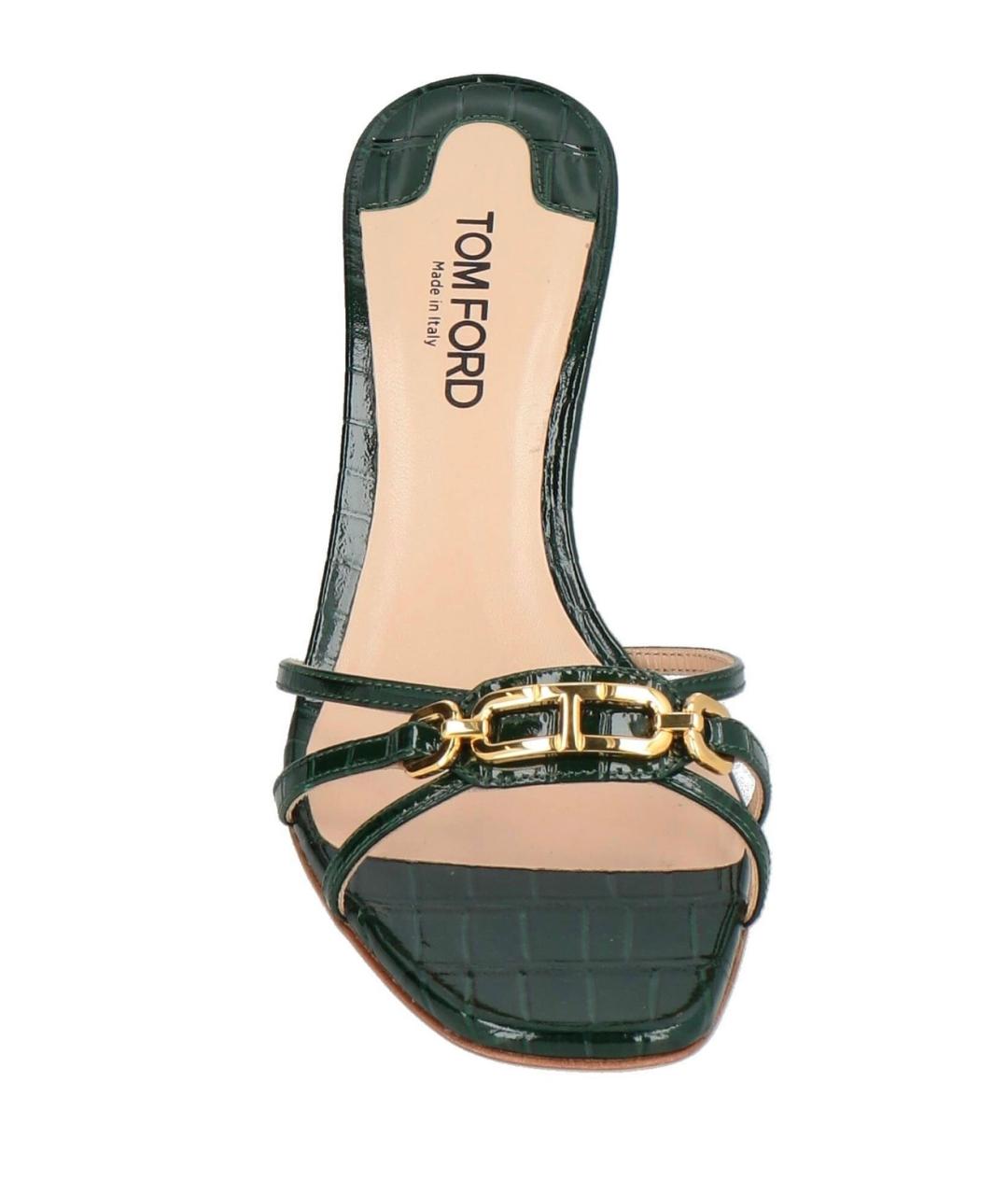 TOM FORD Зеленые кожаные мюли, фото 3