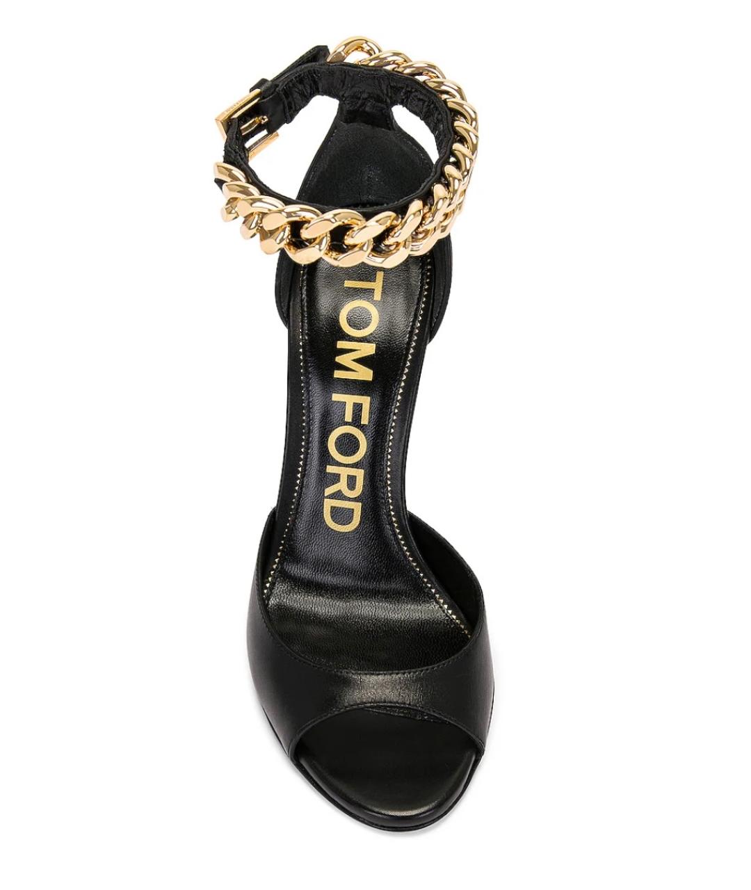 TOM FORD Черные кожаные босоножки, фото 4