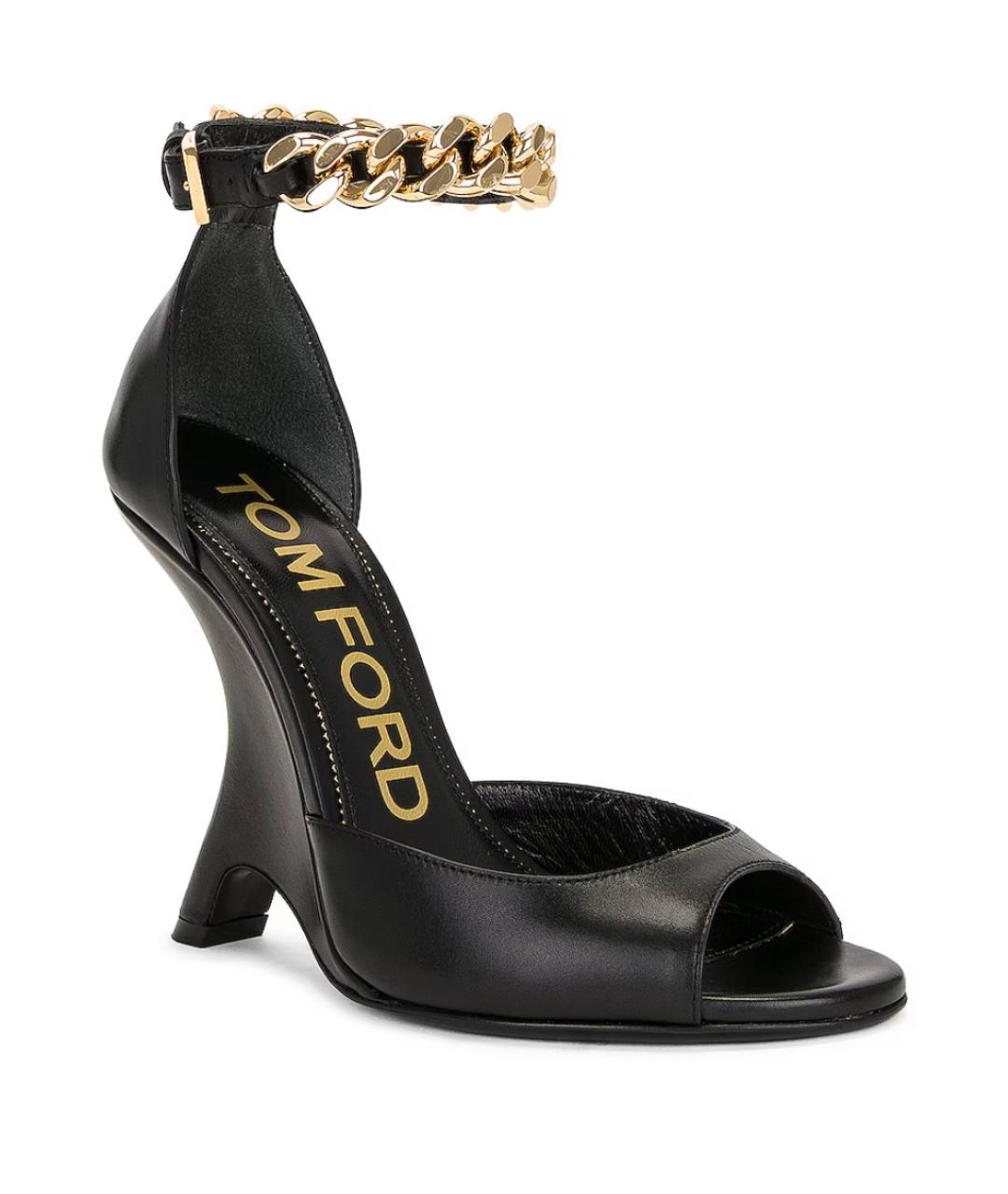 TOM FORD Черные кожаные босоножки, фото 2