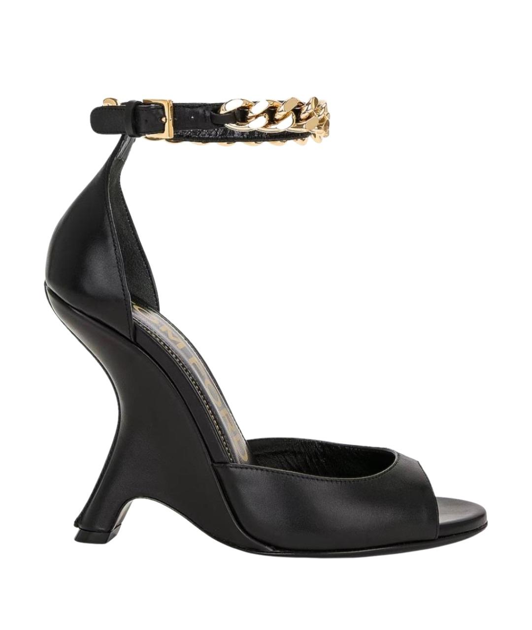 TOM FORD Черные кожаные босоножки, фото 1