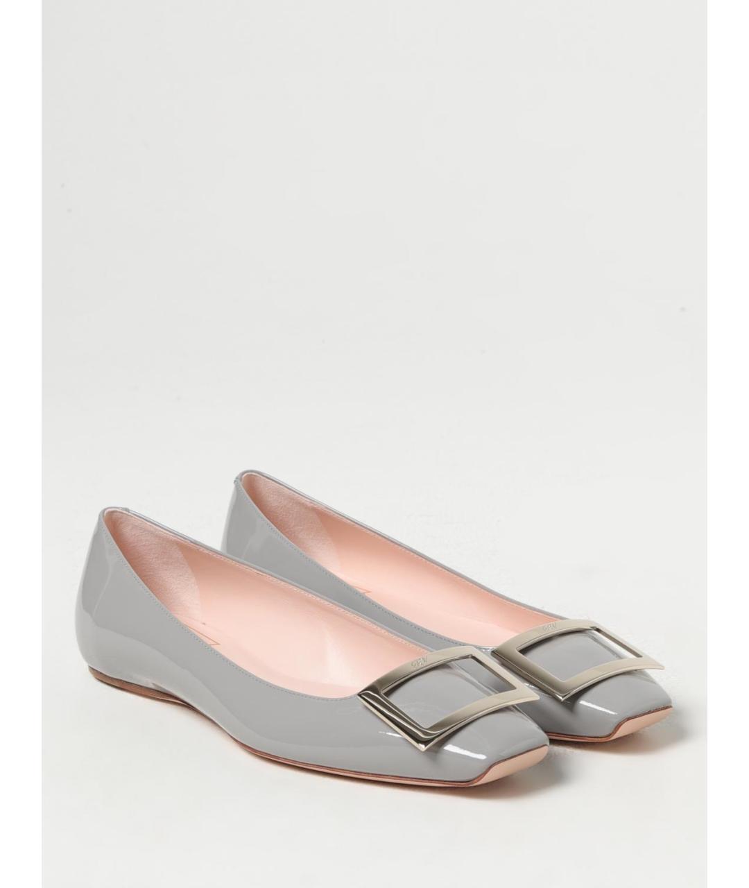 ROGER VIVIER Серые кожаные балетки, фото 2