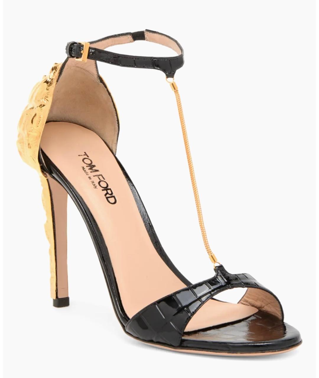 TOM FORD Черные кожаные босоножки, фото 2