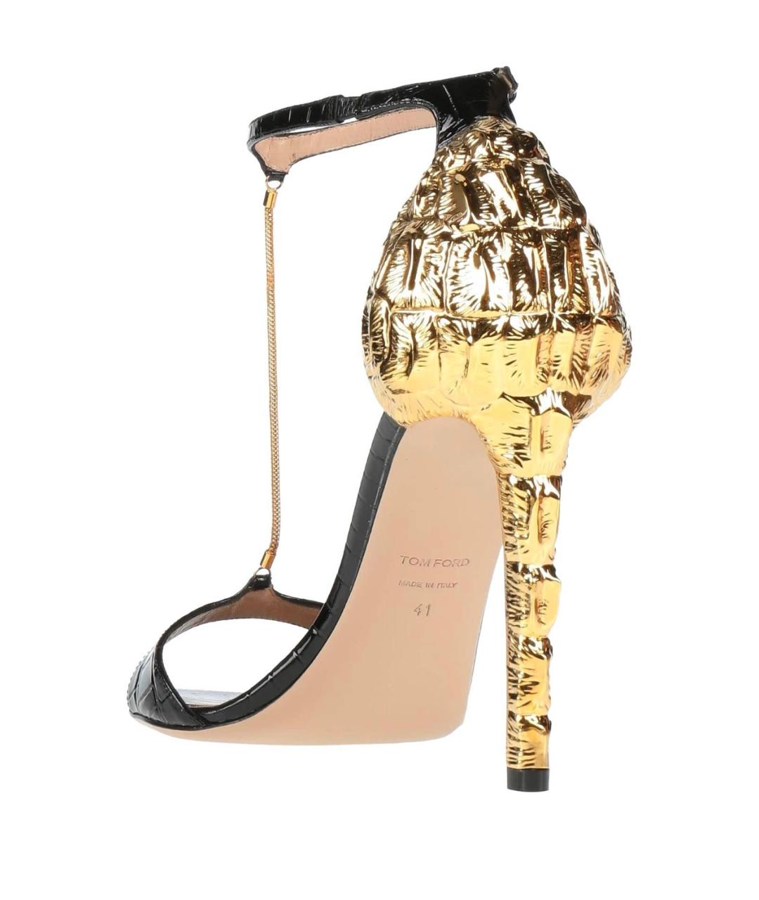 TOM FORD Черные кожаные босоножки, фото 7