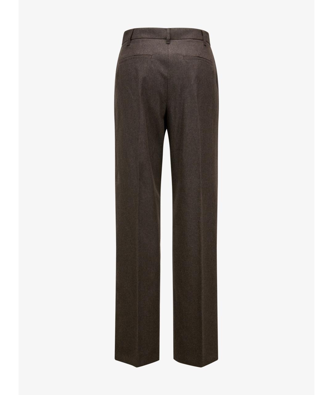 'S MAX MARA Коричневые шерстяные прямые брюки, фото 2