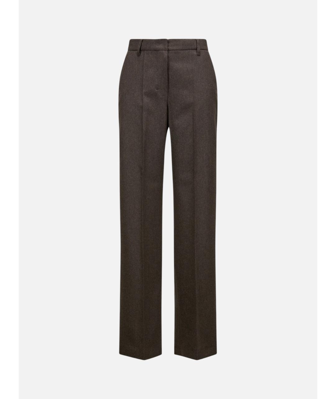 'S MAX MARA Коричневые шерстяные прямые брюки, фото 4