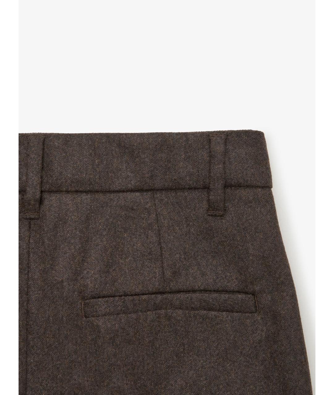 'S MAX MARA Коричневые шерстяные прямые брюки, фото 3