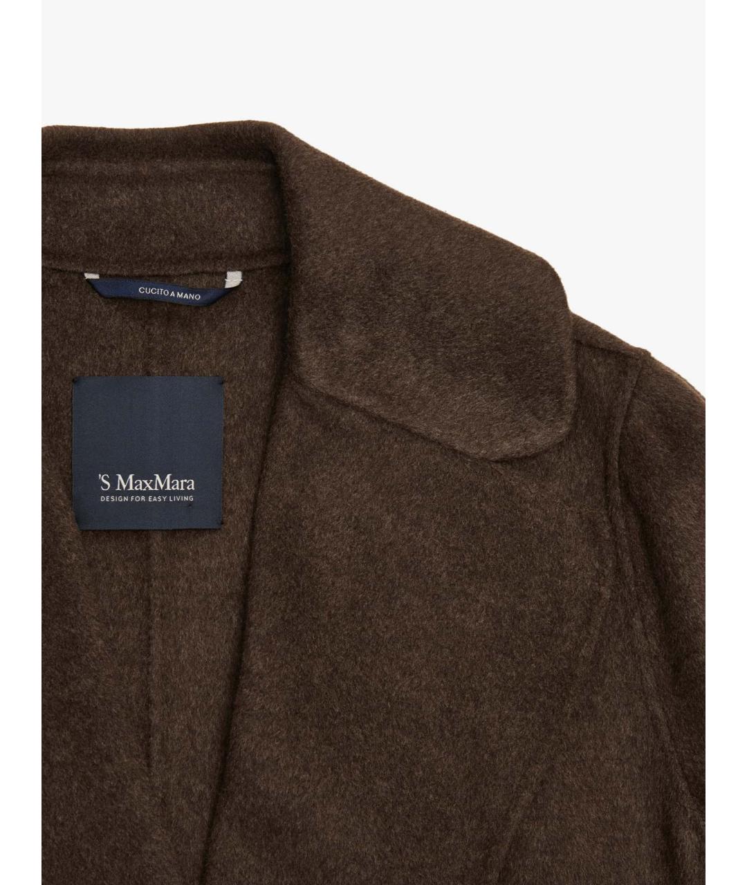 'S MAX MARA Коричневое шерстяное пальто, фото 3