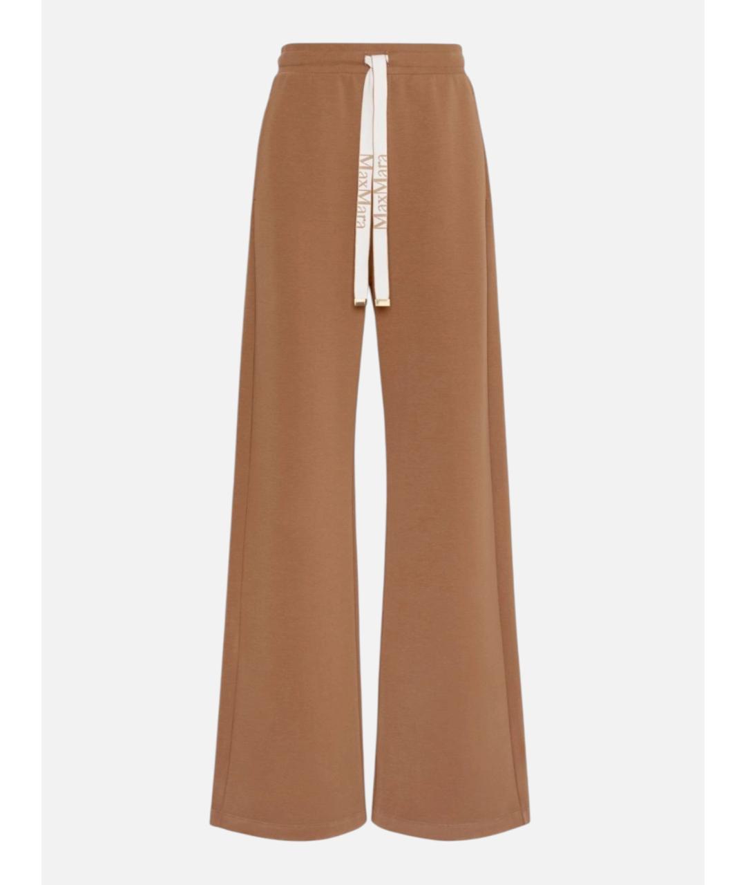 'S MAX MARA Коричневые хлопковые прямые брюки, фото 5