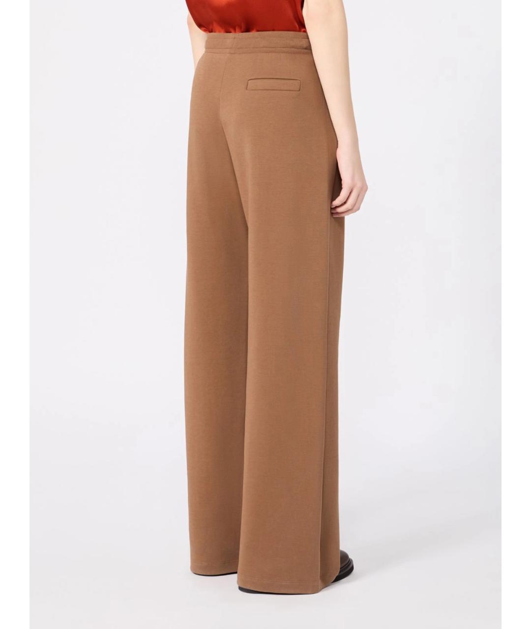 'S MAX MARA Коричневые хлопковые прямые брюки, фото 4