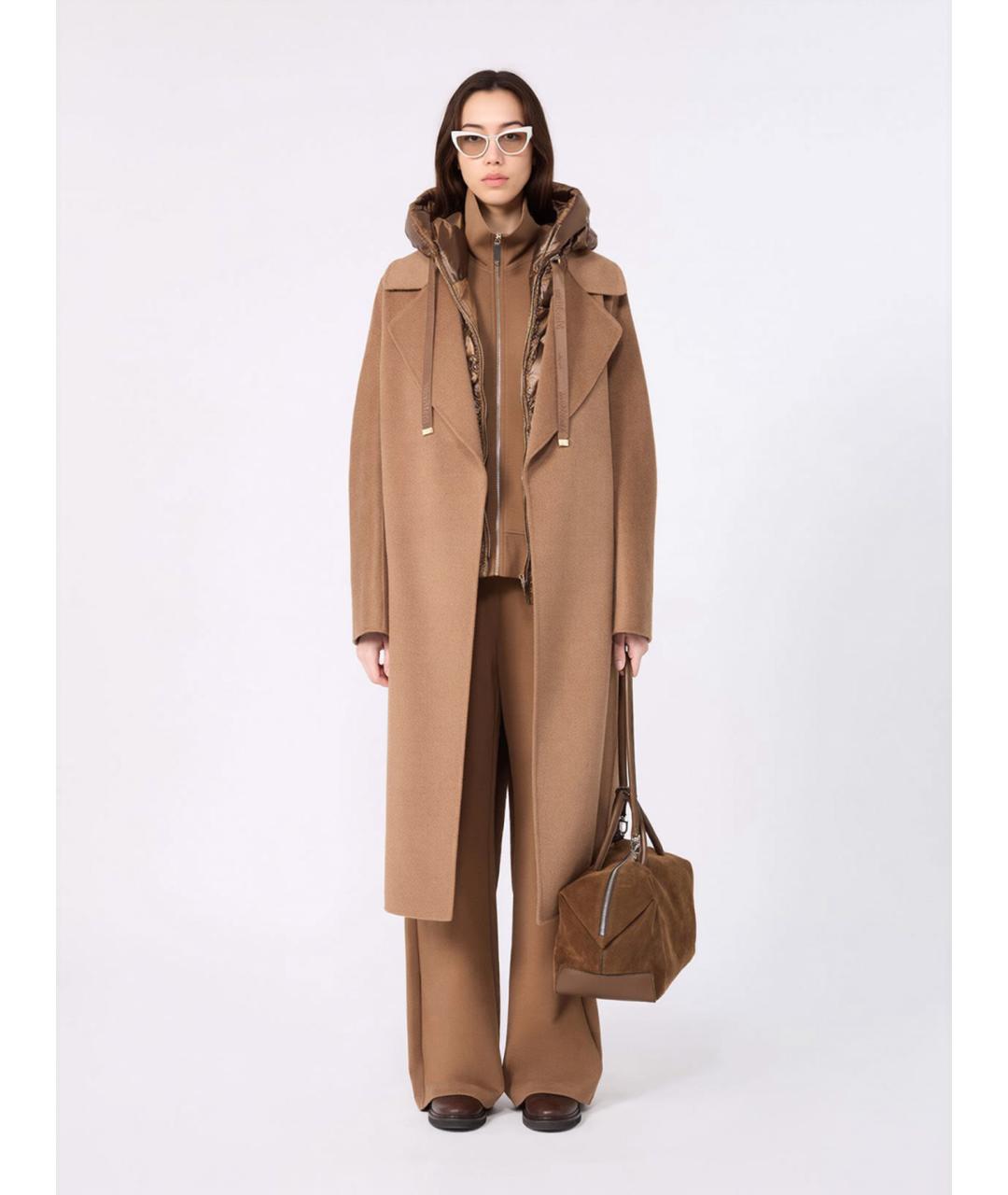 'S MAX MARA Коричневые хлопковые прямые брюки, фото 2