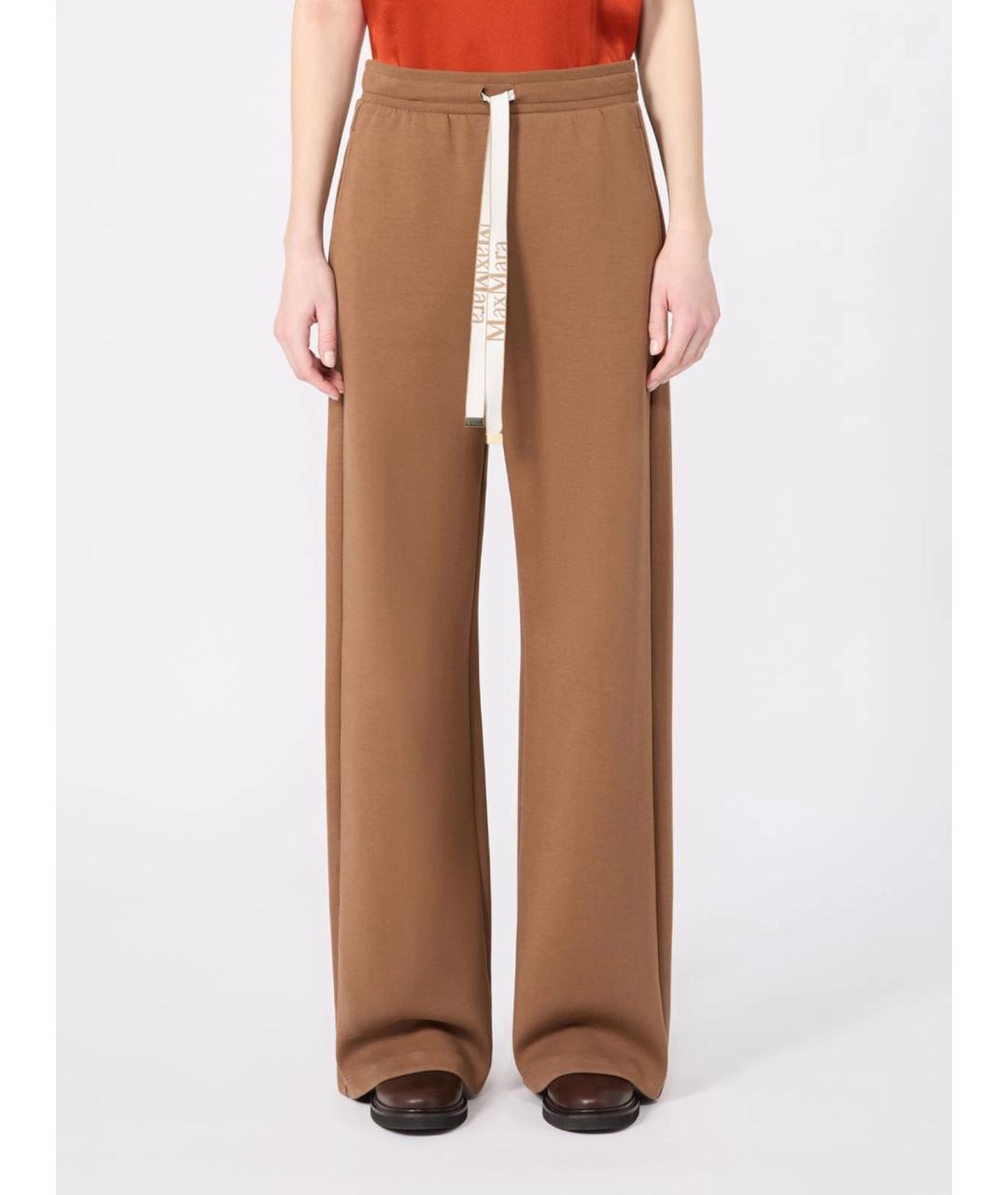 'S MAX MARA Коричневые хлопковые прямые брюки, фото 3
