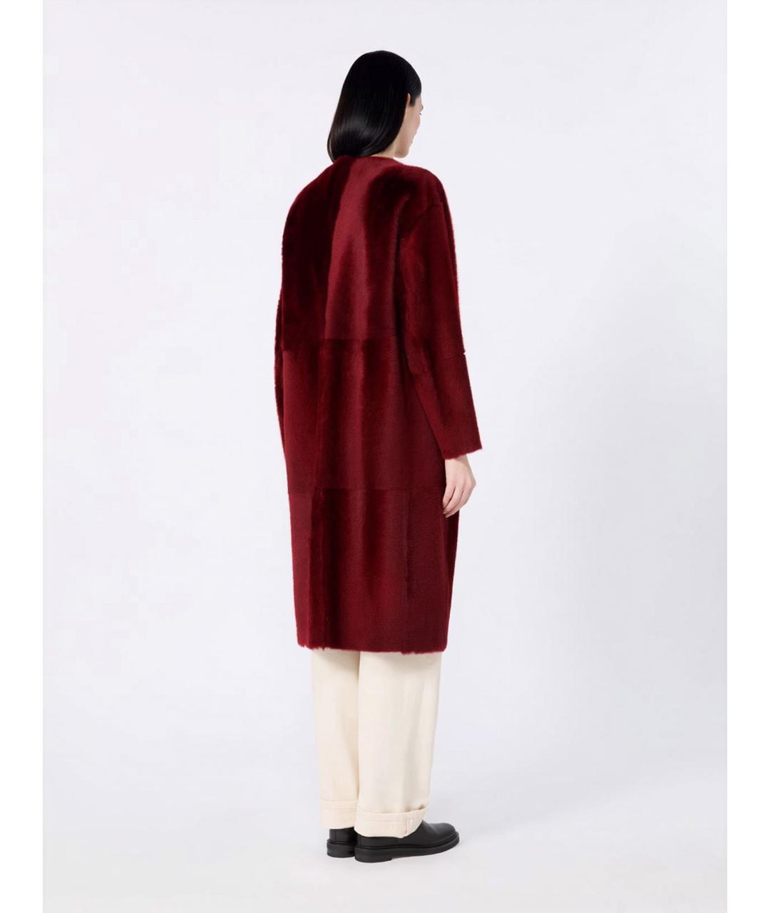 'S MAX MARA Бордовая кожаная дубленка, фото 4