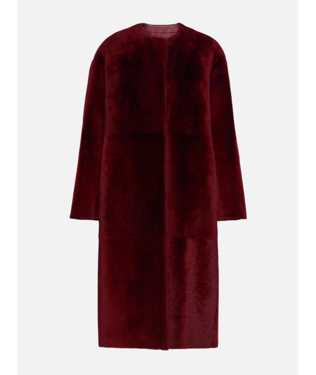 'S MAX MARA Бордовая кожаная дубленка, фото 5
