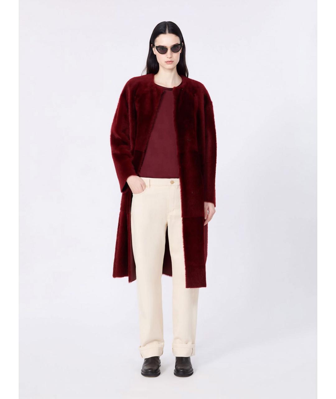 'S MAX MARA Бордовая кожаная дубленка, фото 2