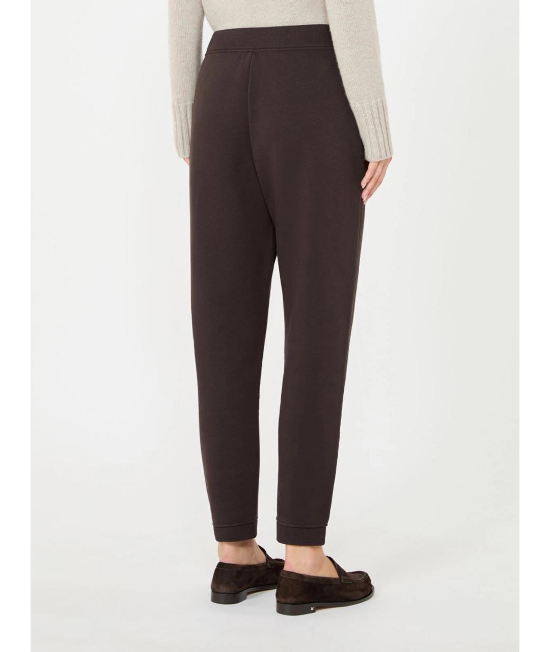 'S MAX MARA Коричневые хлопковые прямые брюки, фото 4