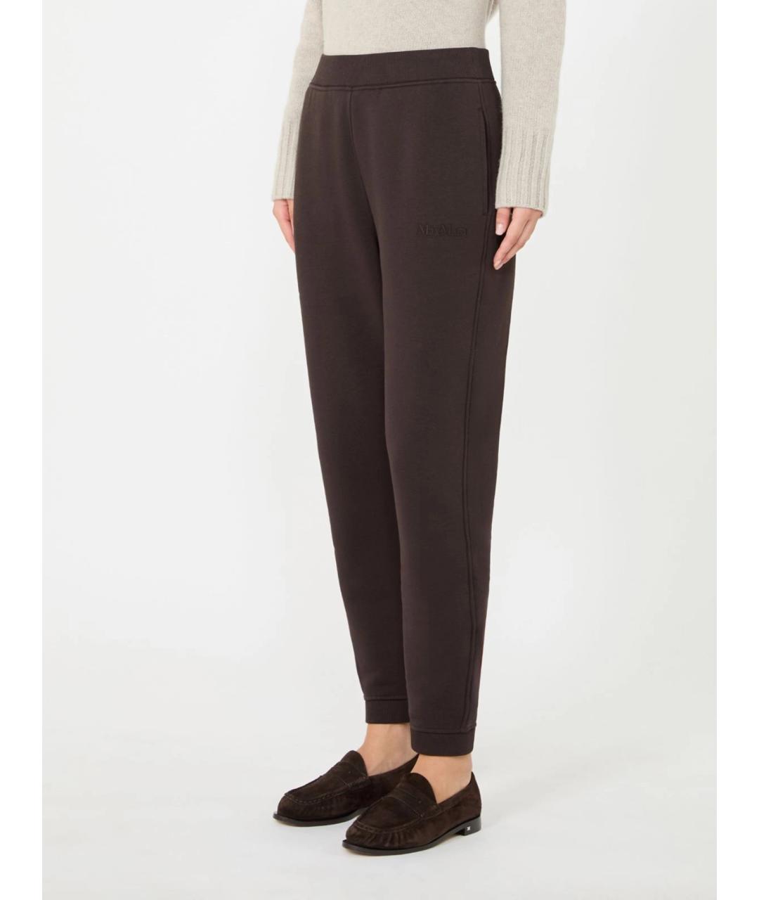 'S MAX MARA Коричневые хлопковые прямые брюки, фото 3