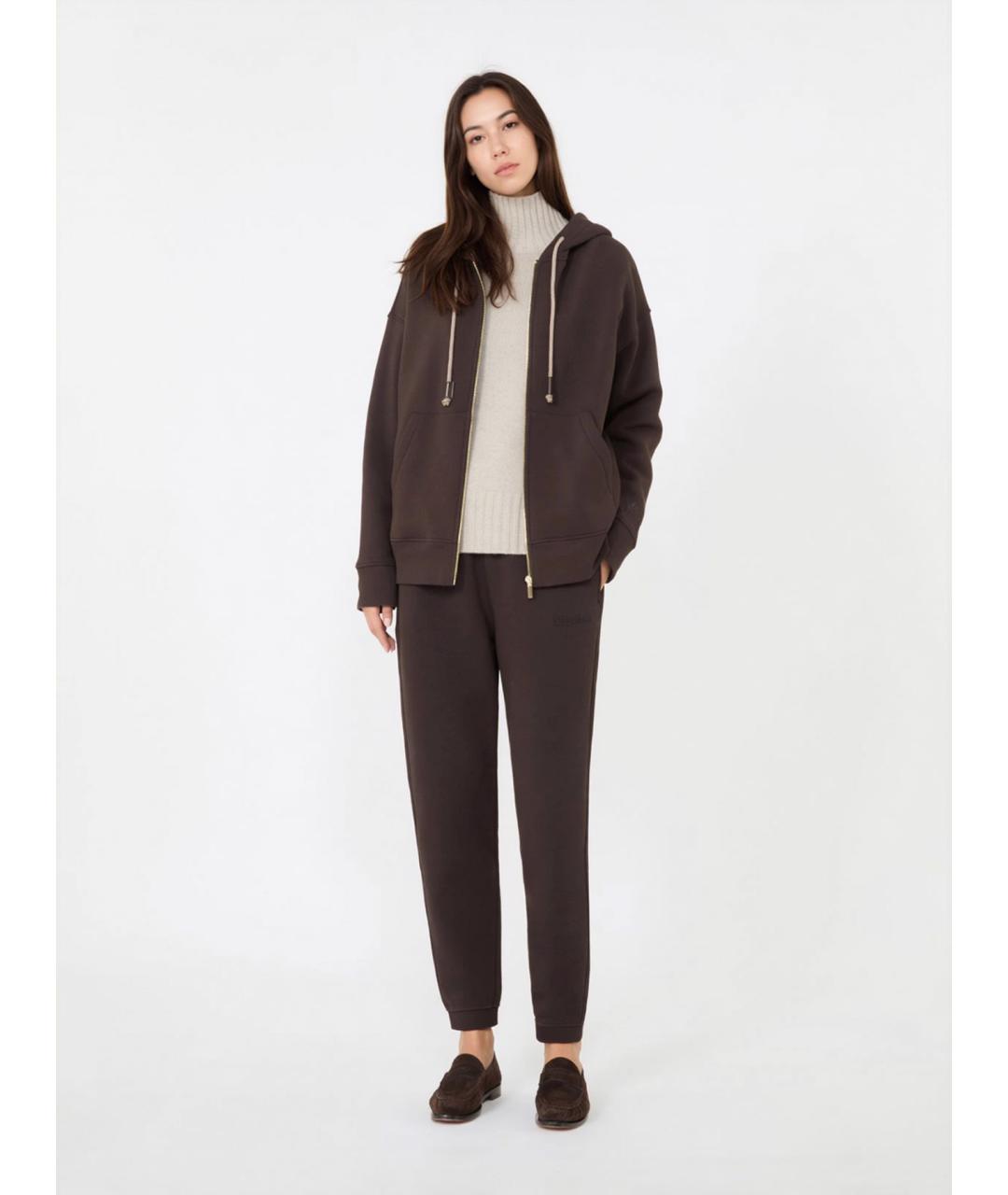 'S MAX MARA Коричневые хлопковые прямые брюки, фото 2