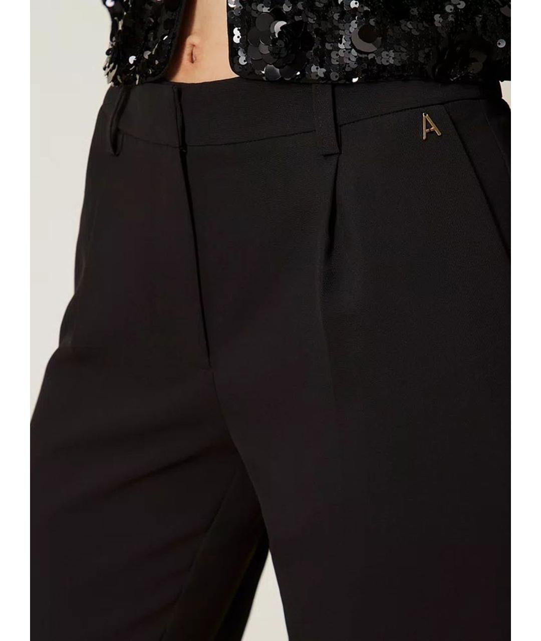 TWIN-SET Черные полиэстеровые прямые брюки, фото 6