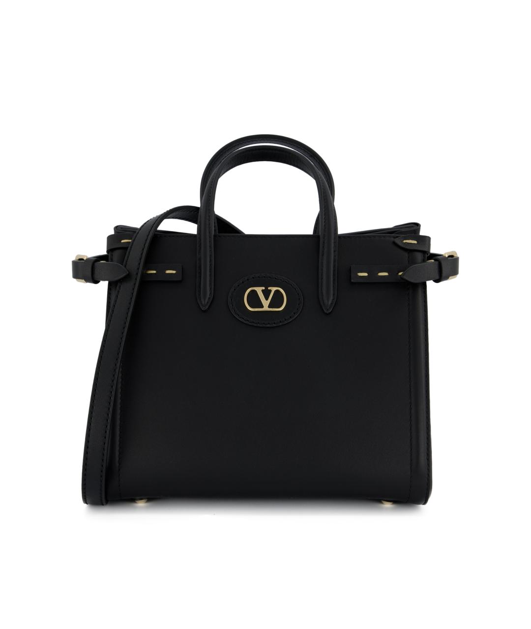 VALENTINO Черная кожаная сумка тоут, фото 5
