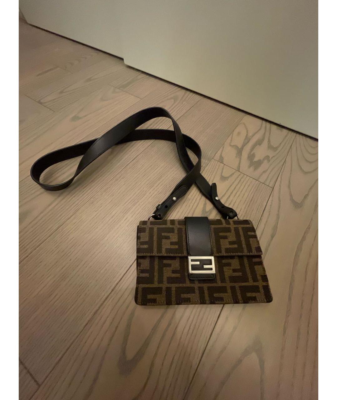 FENDI Коричневая тканевая сумка через плечо, фото 9
