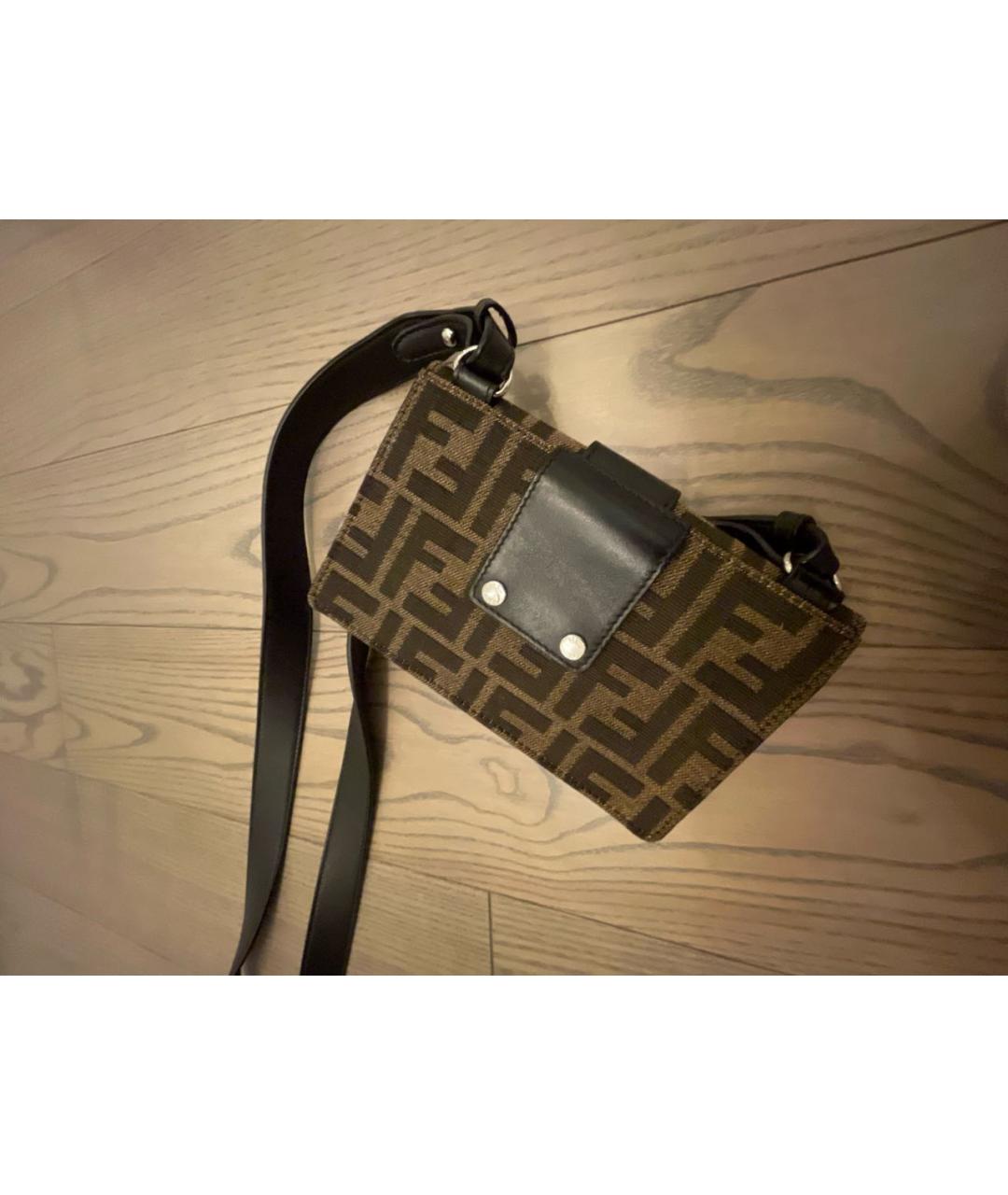 FENDI Коричневая тканевая сумка через плечо, фото 7