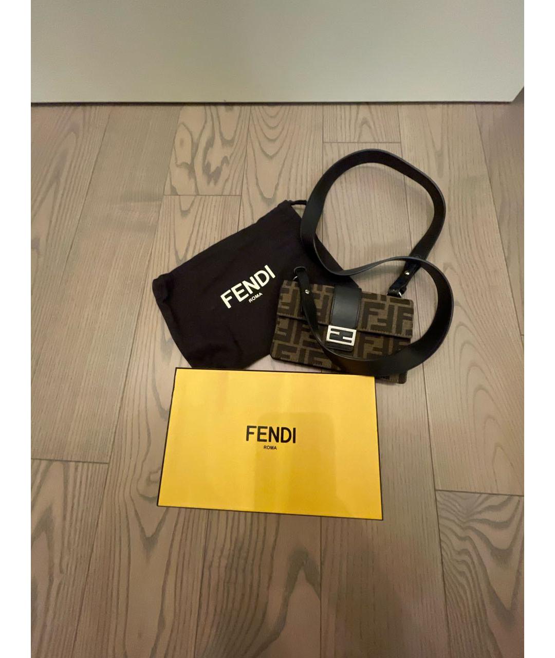 FENDI Коричневая тканевая сумка через плечо, фото 8